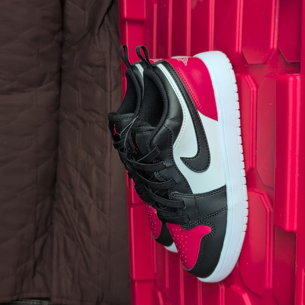 Black and Red Jordan Sneakers with White Accents